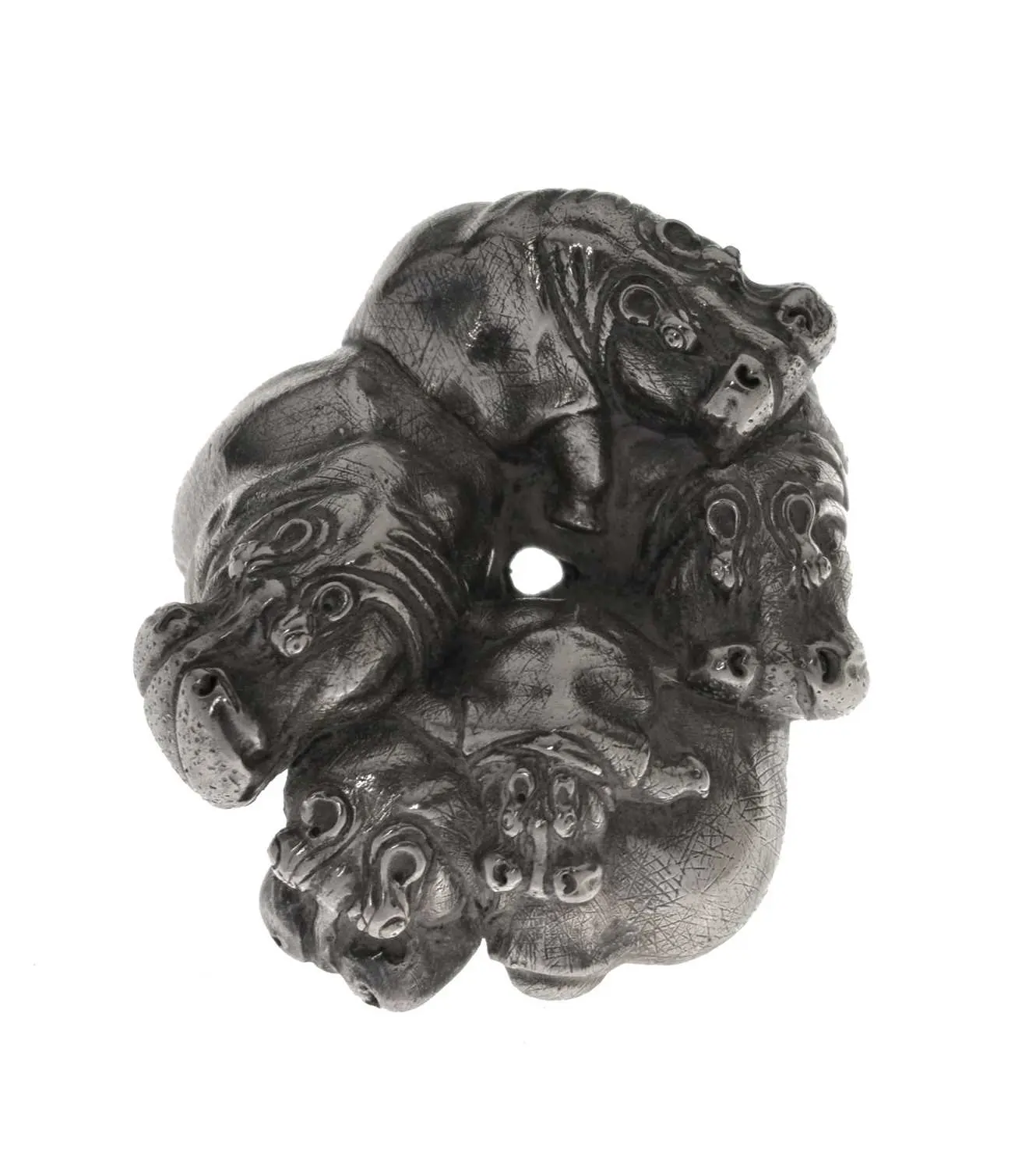 Patrick Mavros - Cast silver hippopotamus group paperweight 'Hippo