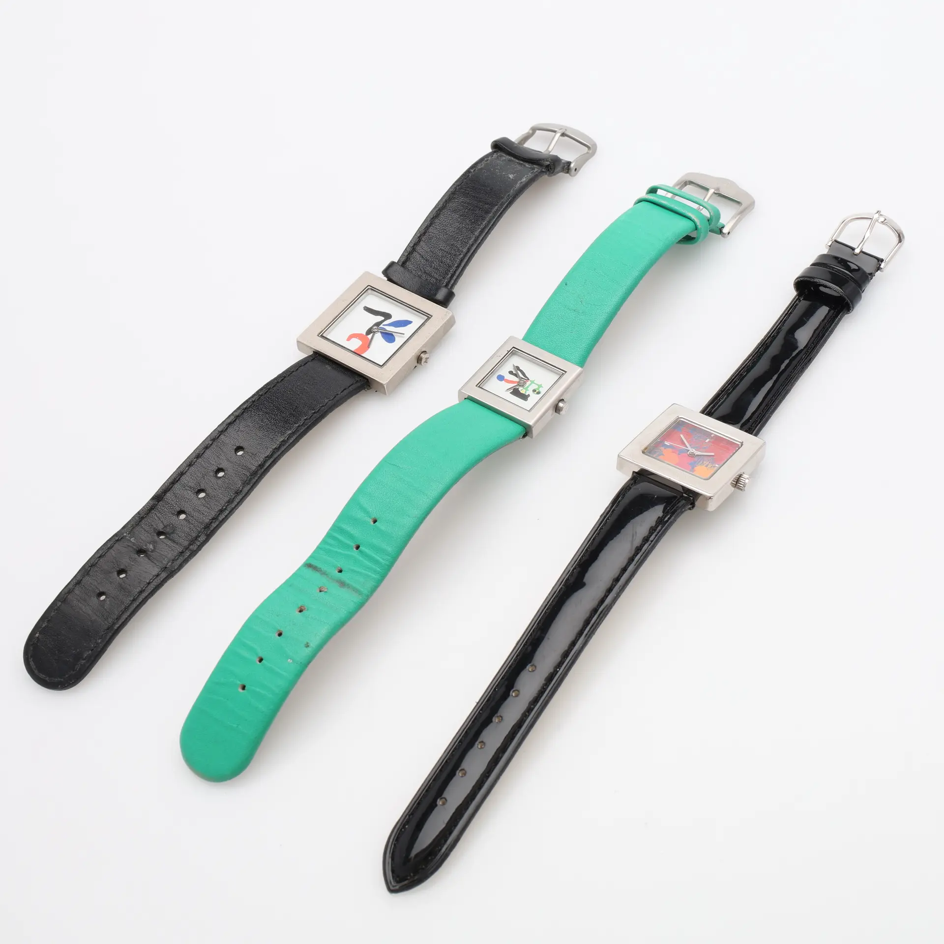 ARMBANDSUR, 3 ST, STÅL, DESIGN ANDY WARHOL & JOAN MIRÓ, QUARTZ.