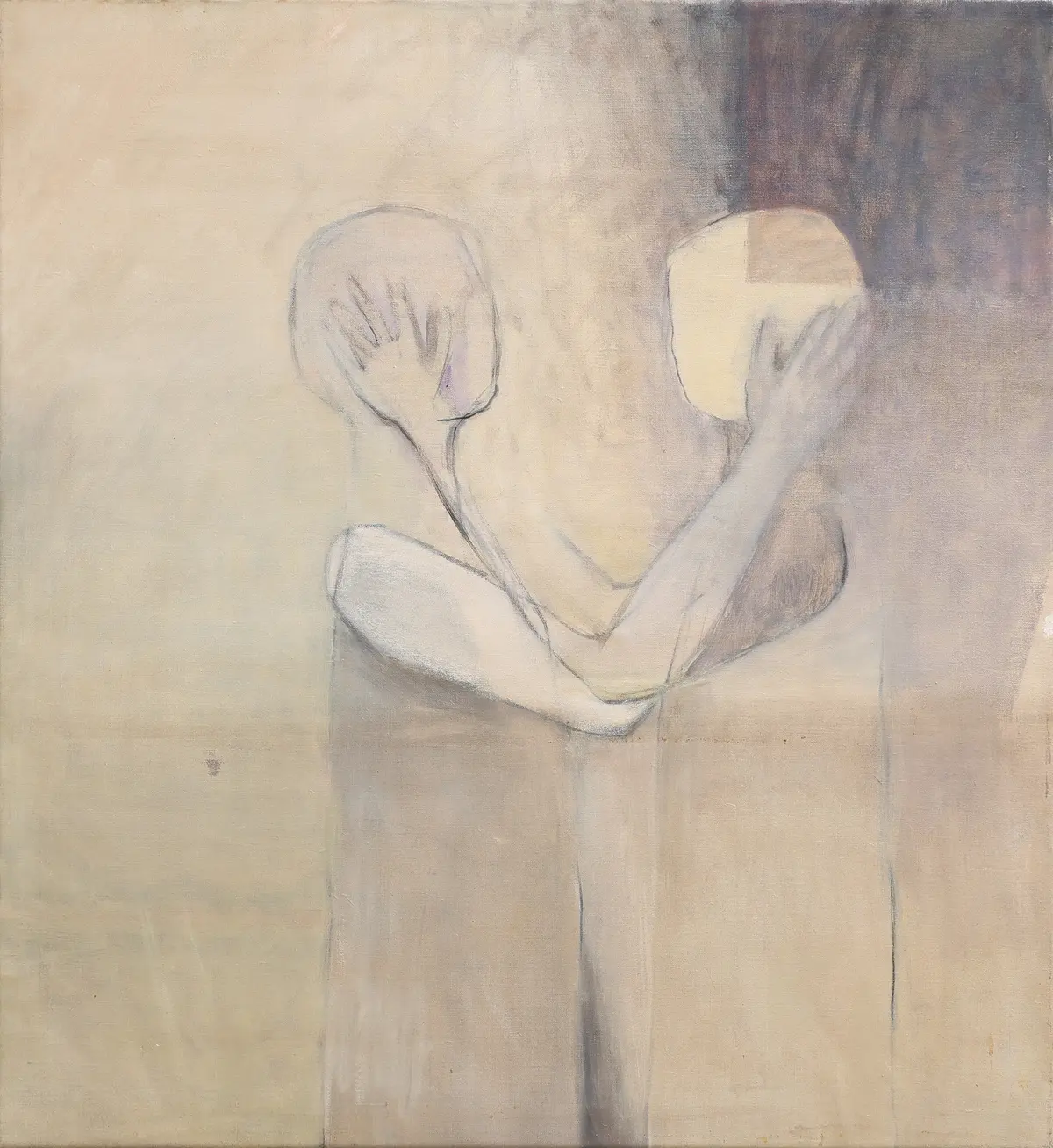 STINA EBERS 1962-2025. OLJA PÅ DUK, FIGURKOMPOSITION, OSIGNERAD.