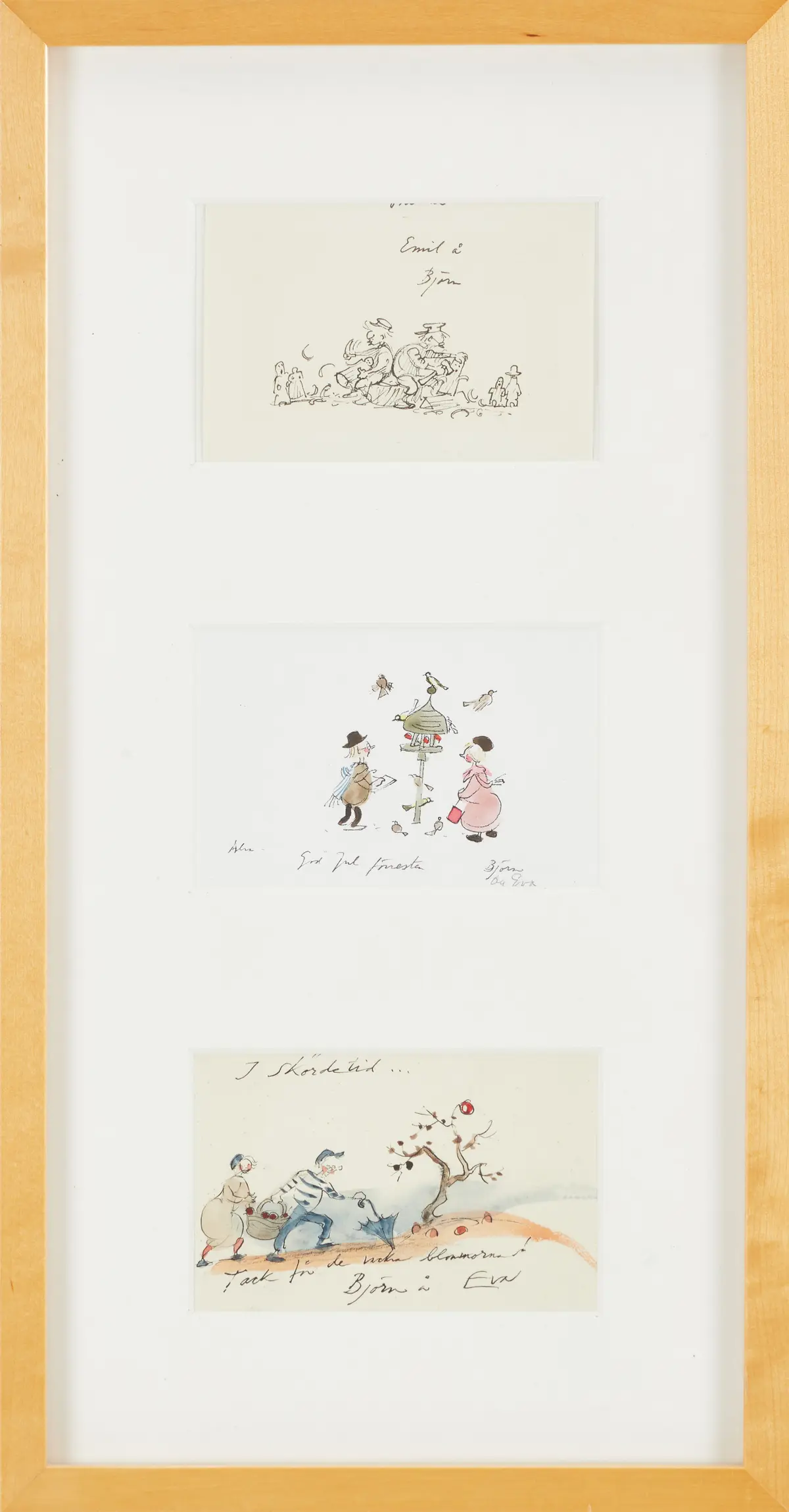 BJÖRN BERG (Sverige, 1923-2008), 3 samramade teckningar, signerade