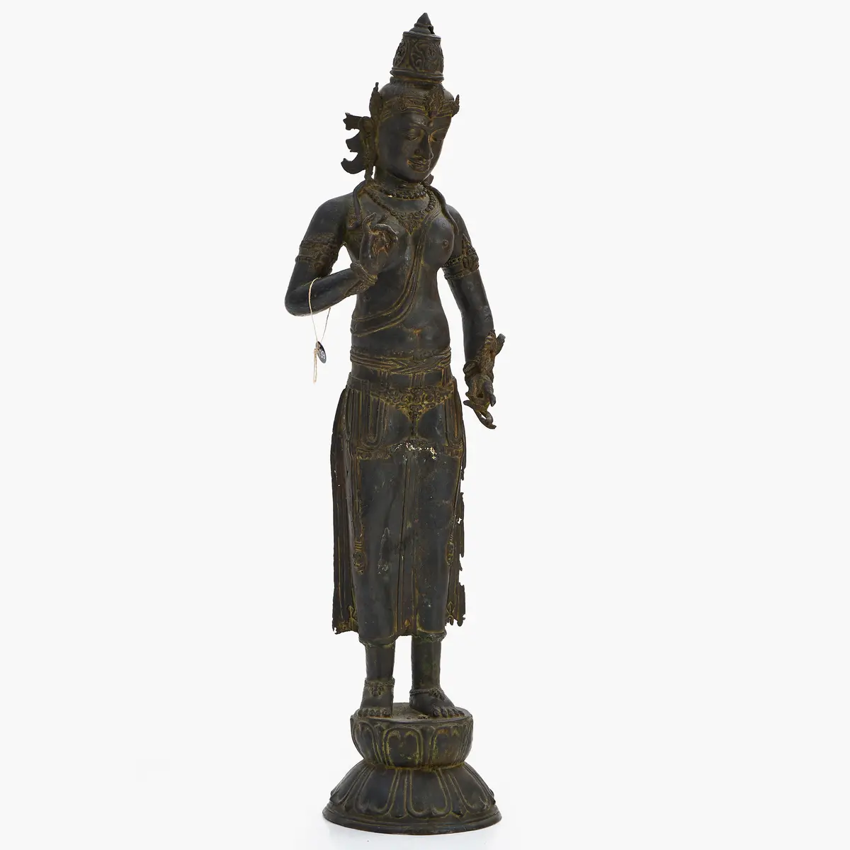 DEWI SRI, Indonesien/Bali. stående på lotusbas, Kopparlegering. 1900-tal.