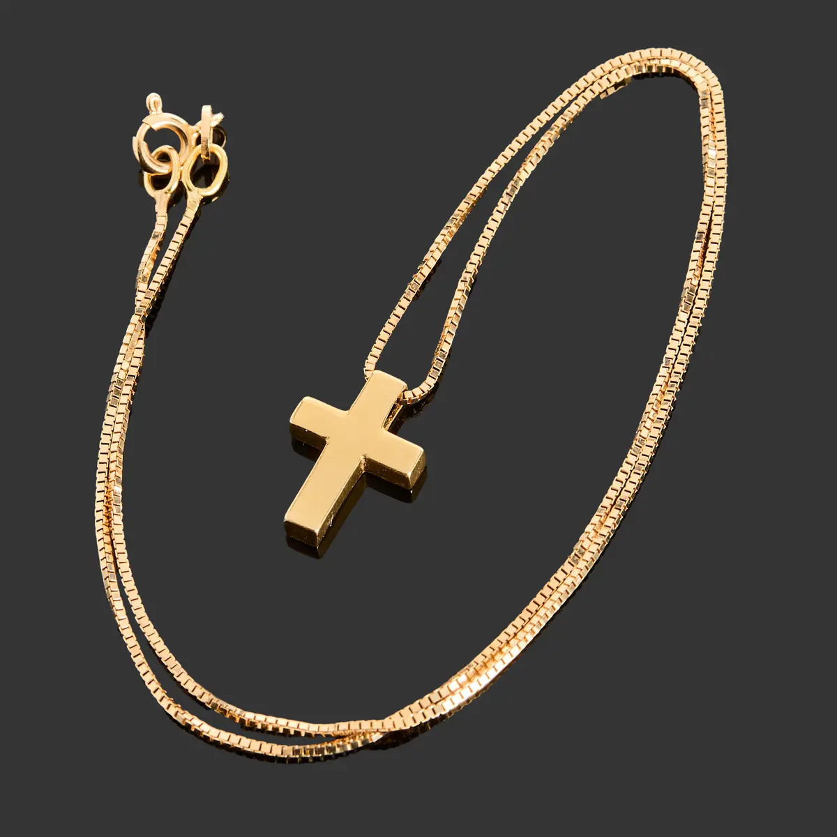 HALSBAND, 18k guld, halskedja Venetiansk-länk, hänge i form av ett kors.