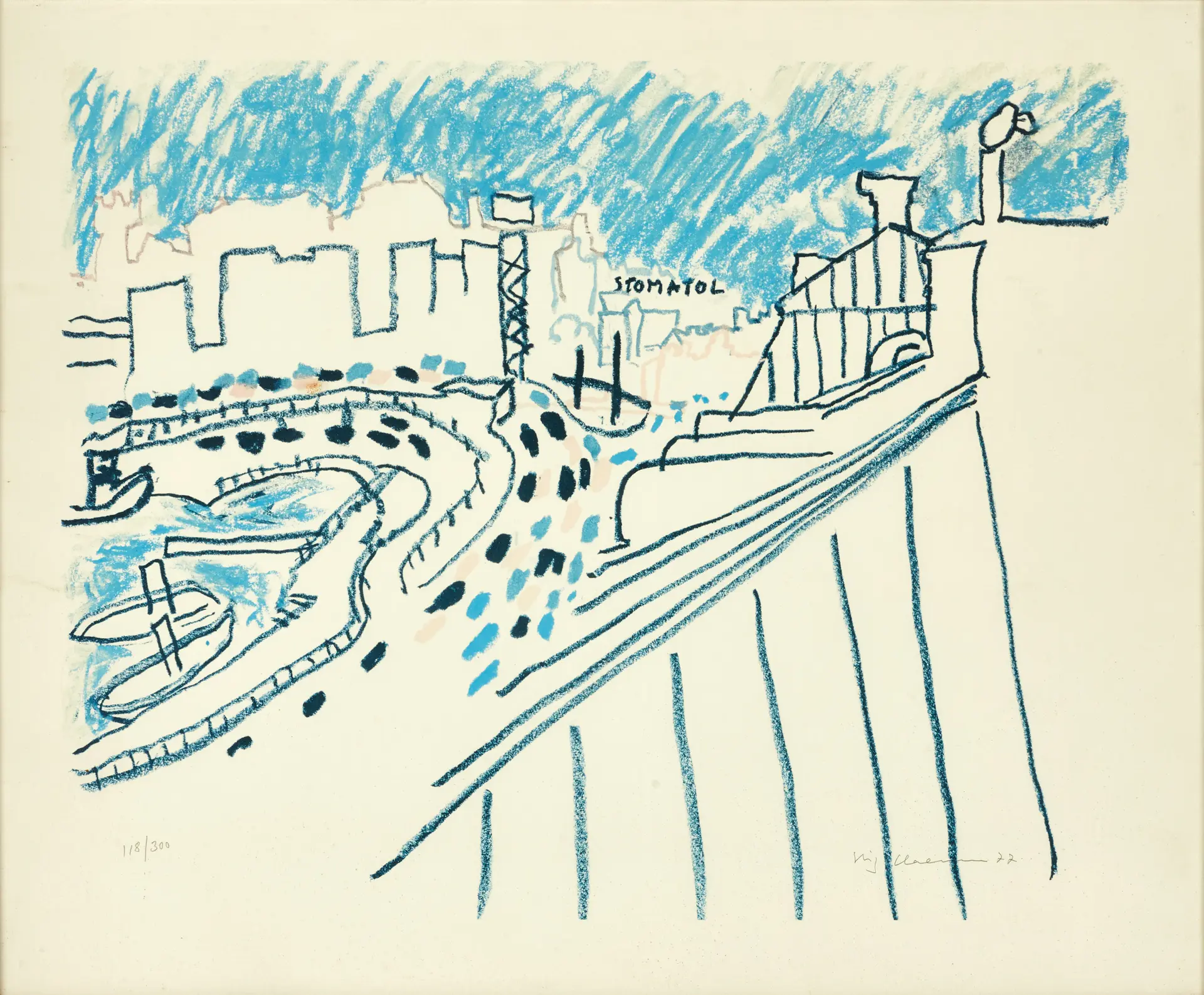 STIG (SLAS) CLAESSON (SVERIGE, 1928–2008). Stockholmsmotiv - Slussen.