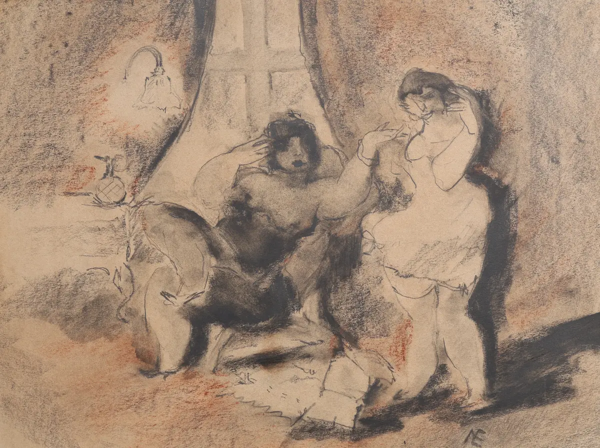 GÖTE NYMAN-EGBERT (1879-1957). FIGURER I INTERIÖR, SANNOLIKT UTFÖRD