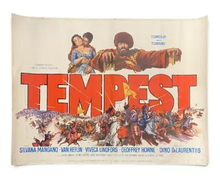 A vintage film poster for 'Tempest'. Unframed. H.75.5 x 101cm