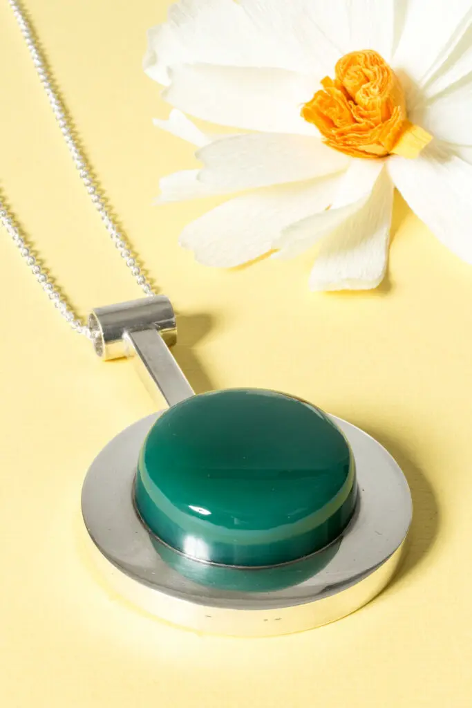 Silver and chrysophrase pendant by Karl-Ingemar Johansson