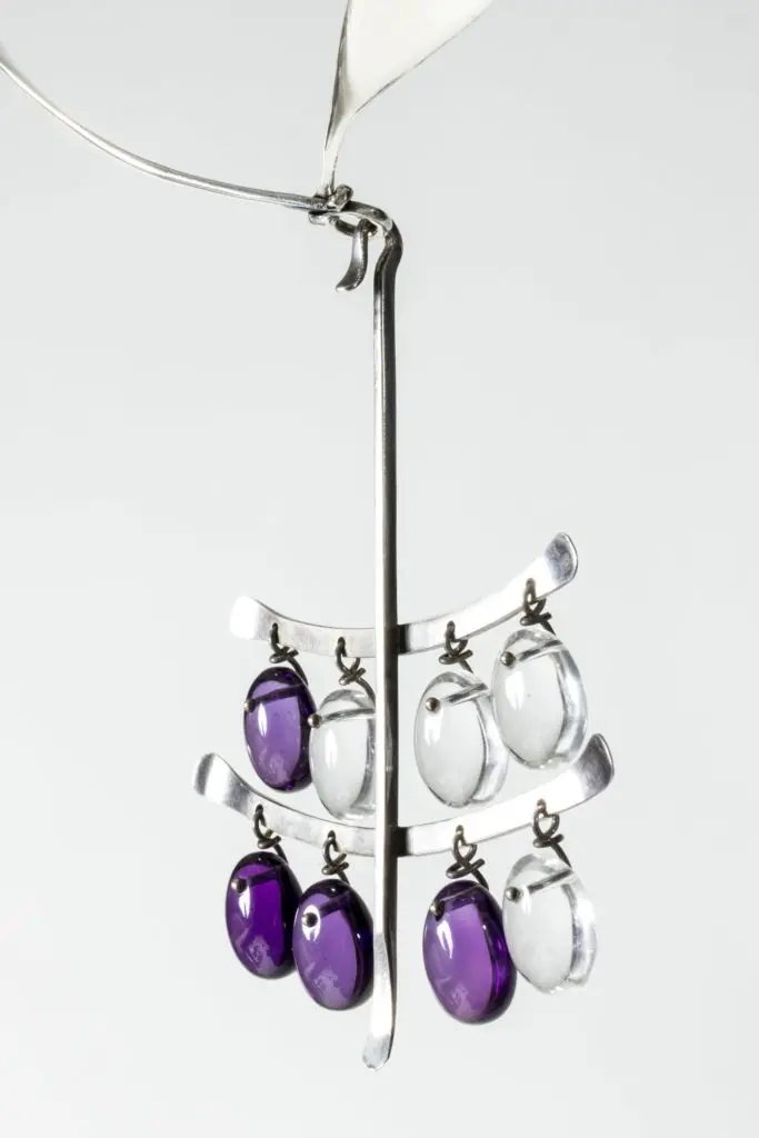 Modernist silver and amethyst neckring by Torun Bülow-Hübe