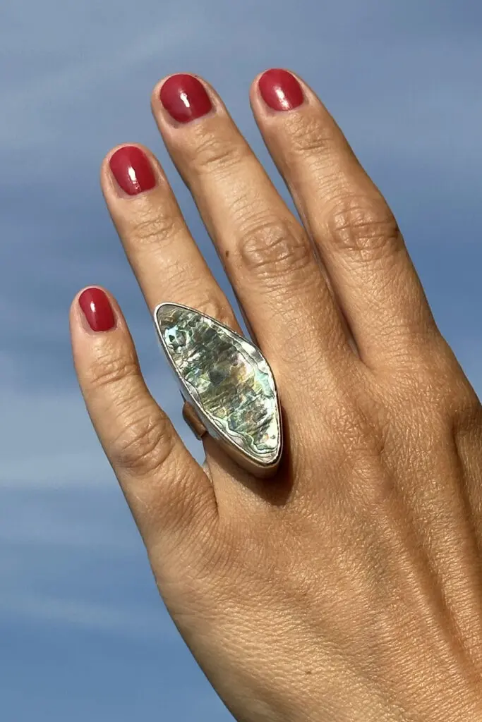 Silver and mother of pearl ring by Arne Johansen
