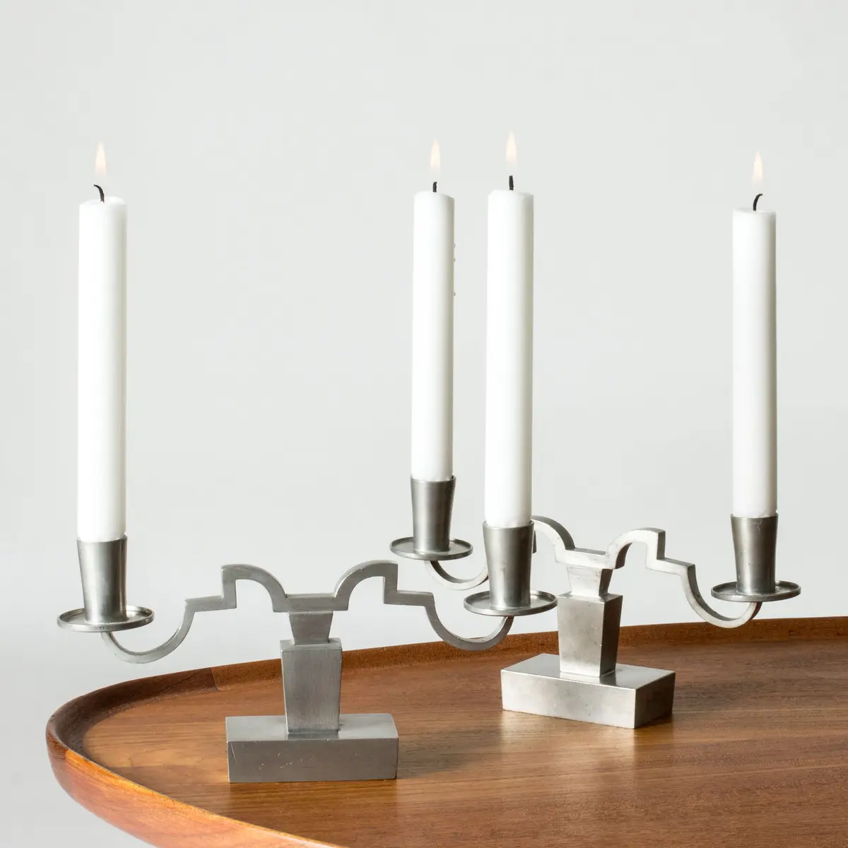 Pewter candlesticks by Nils Fougstedt