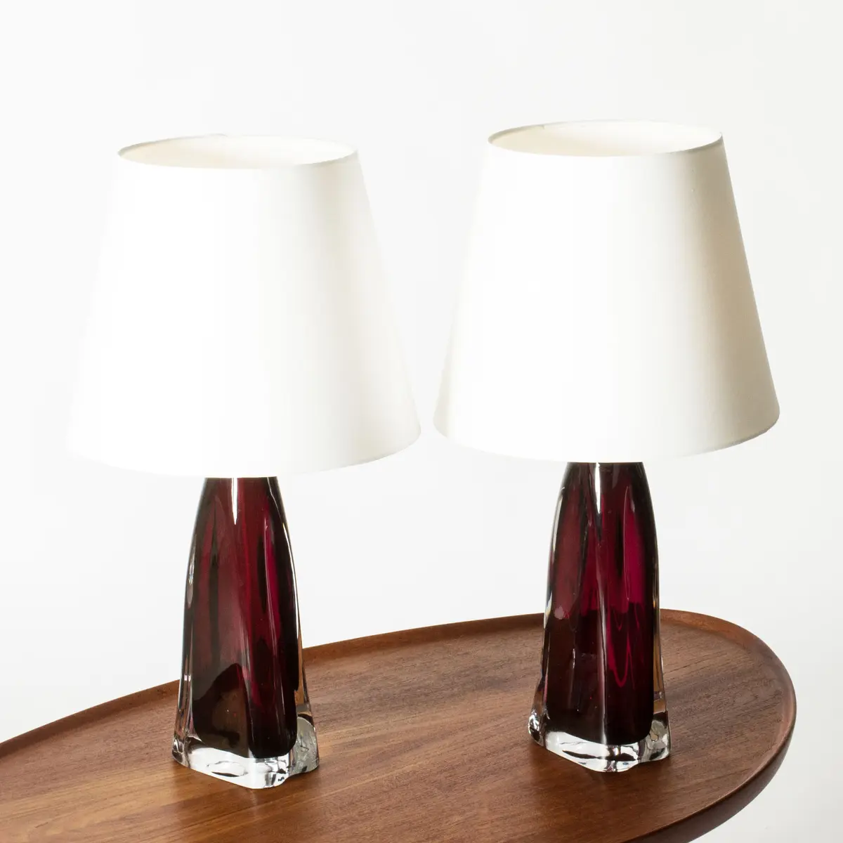Pair of glass table lamps by Carl Fagerlund