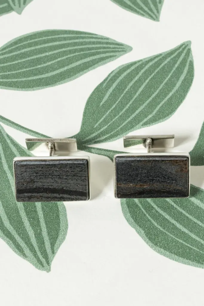 Midcentury silver and hematite cufflinks