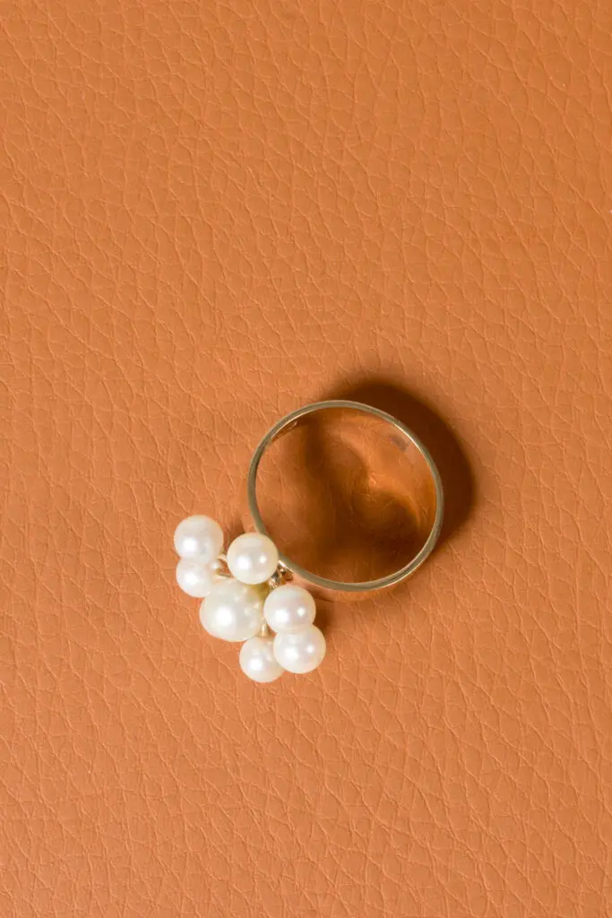 Midcentury Gold and Pearl ring by Osmo Nummila