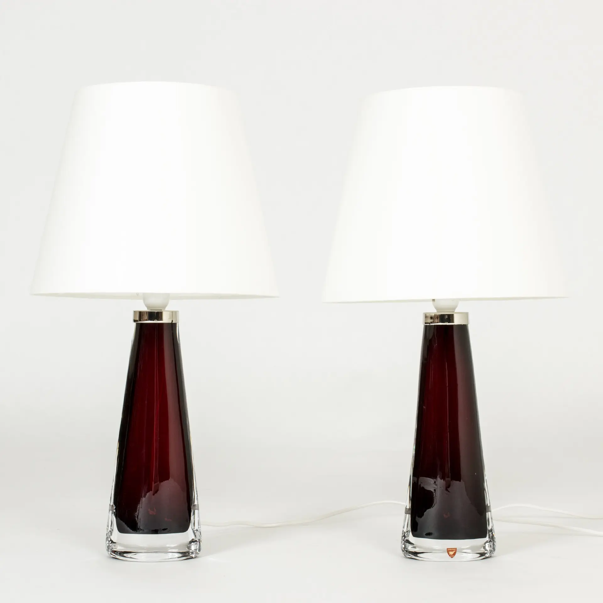 Midcentury Crystal Glass Table Lamps by Carl Fagerlund