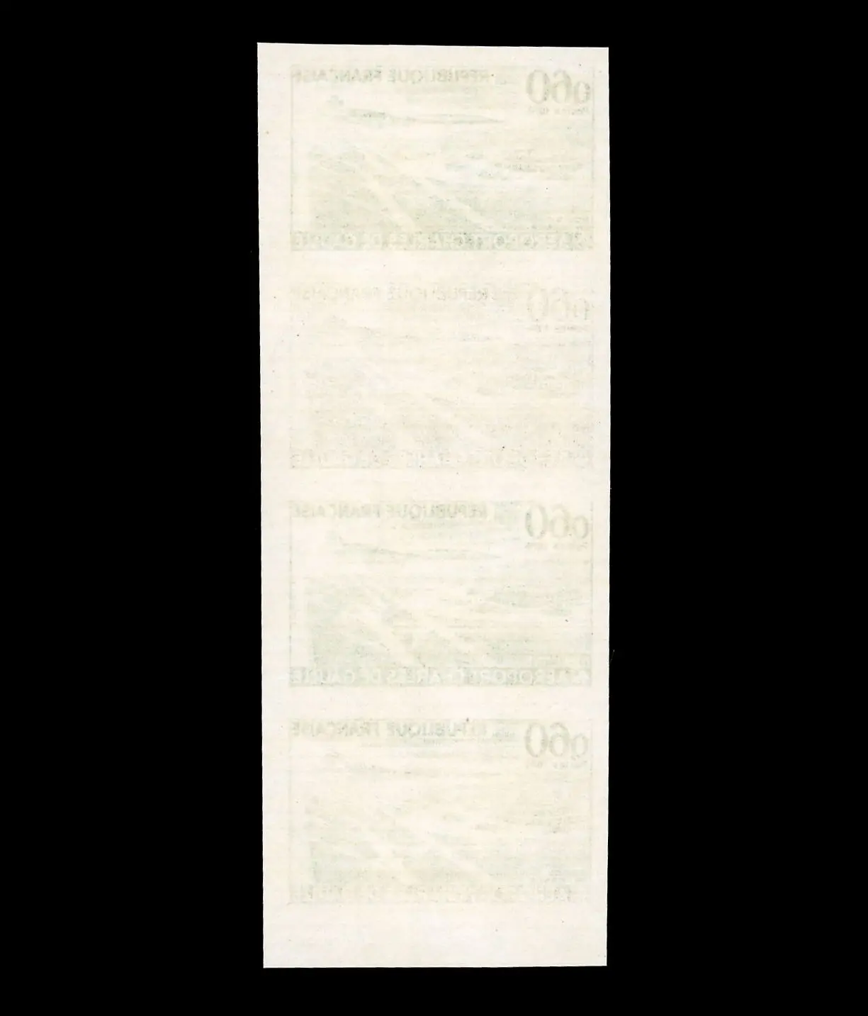 60c. Charles de Gaulle Airport. Band of 4. Color test imperf - Lot 112