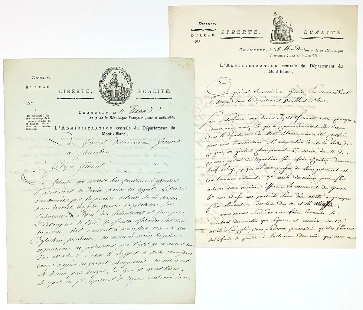 MONT-BLANC DEPARTMENT - 2 letters signed by the Department’s - Lot 288