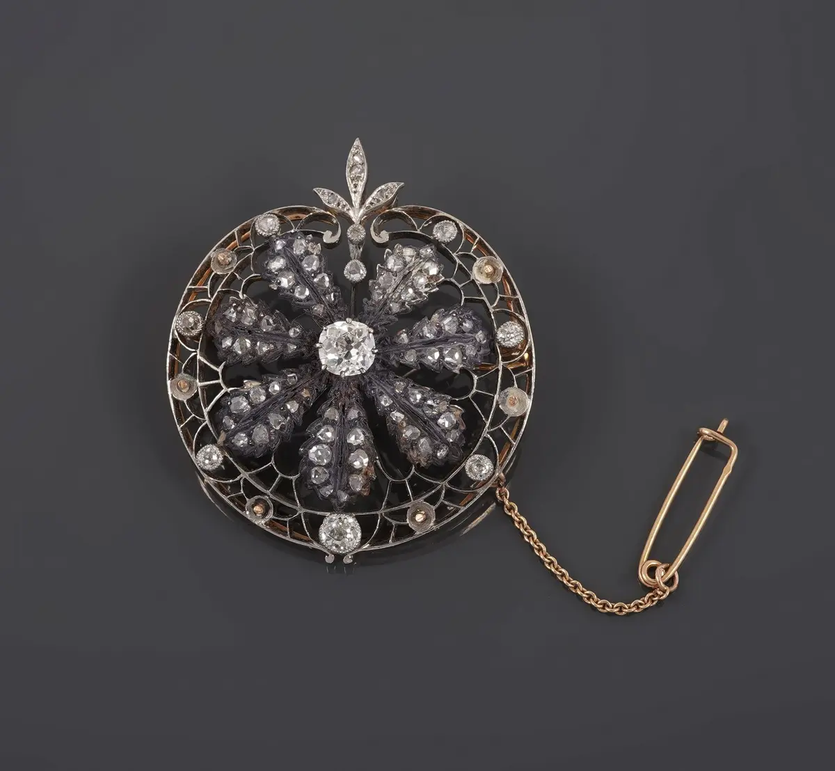 Circular brooch-pendant in 14k yellow gold (585 parts per th - Lot 151