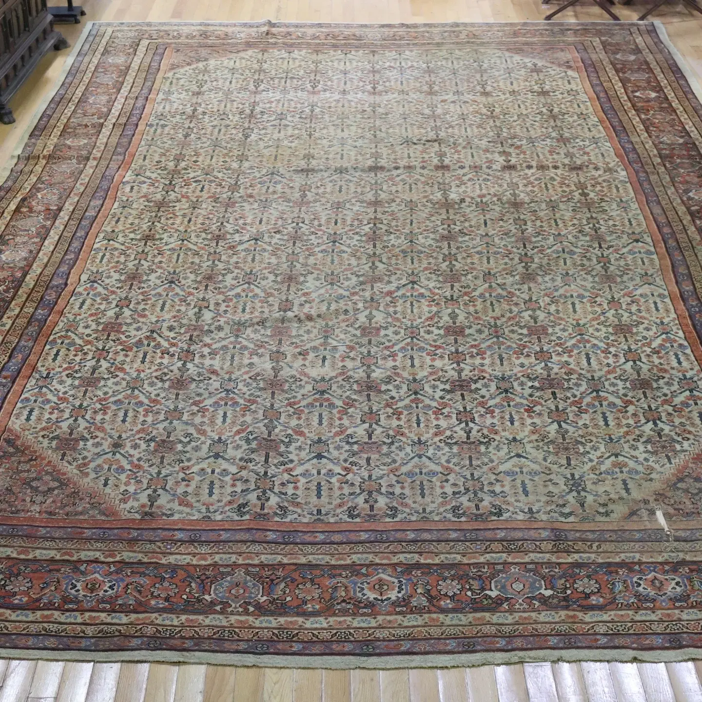 Antique & Finely Hand Knotted Palace Size Carpet.
