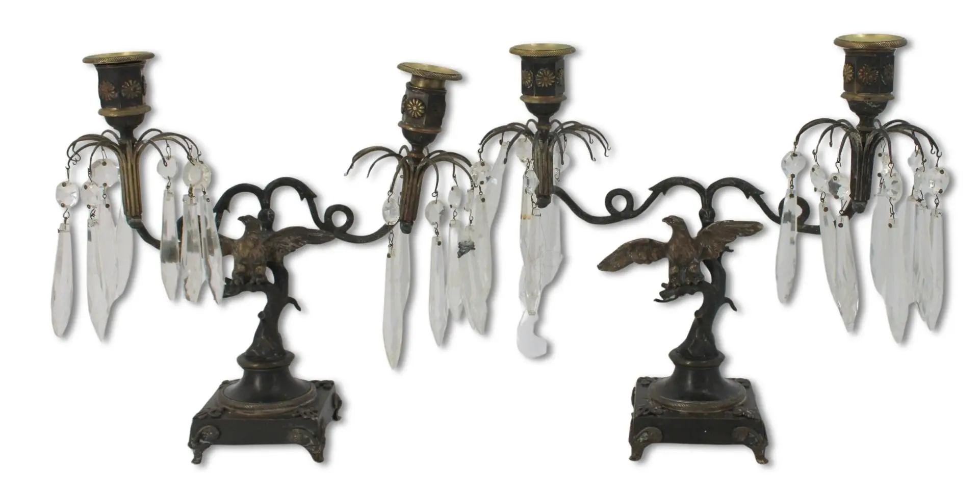 A Fine Pr Of Antique Gilt & Patinated Bronze Eagle