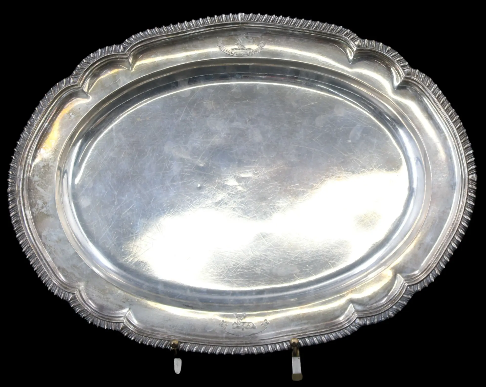 SILVER. 18th C English Silver Scalloped Edge Tray.