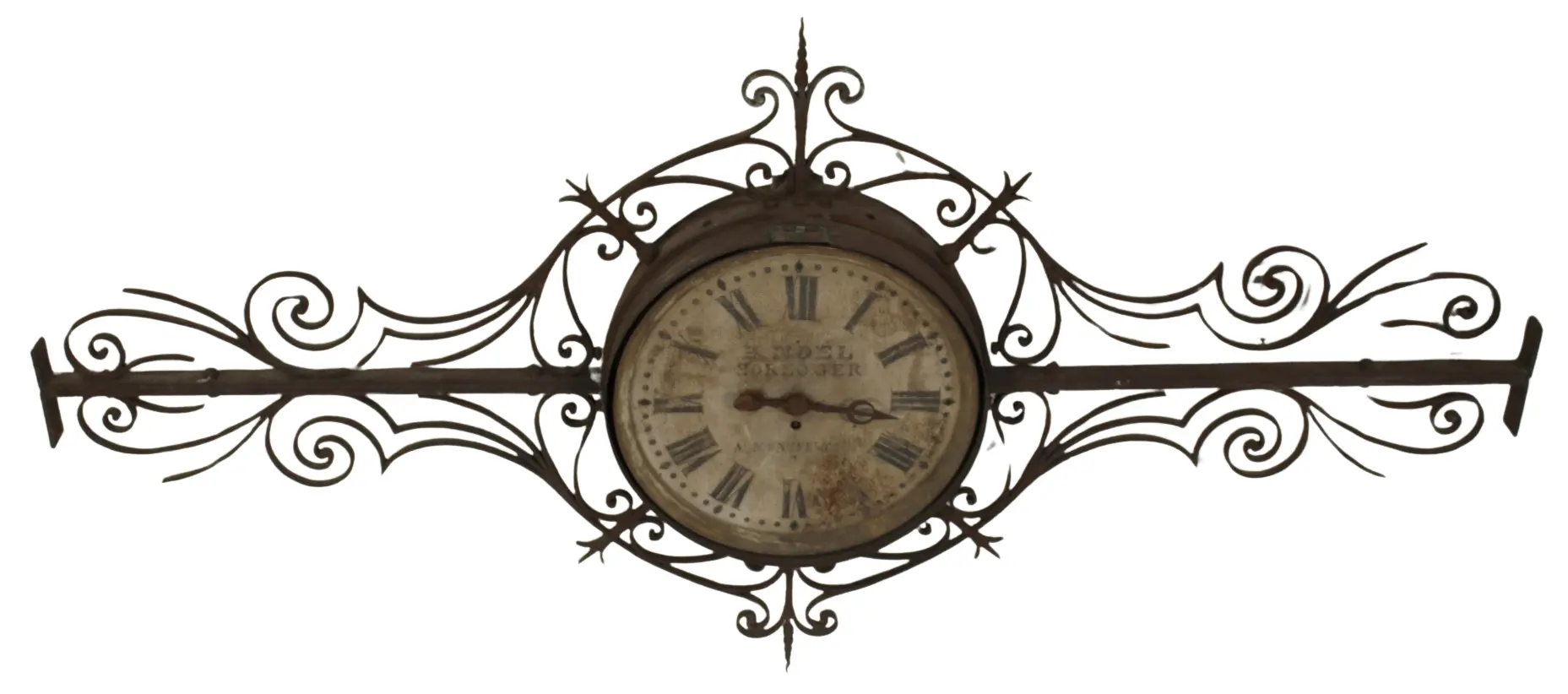 Large French Iron Railway Advertising Clock.