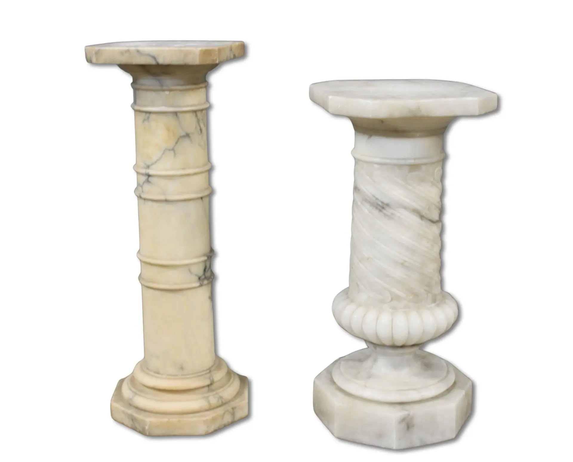 2 Antique Alabaster Pedestals