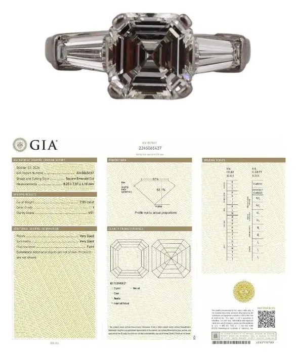 JEWELRY. Platinum Asscher Cut Diamond Engagement