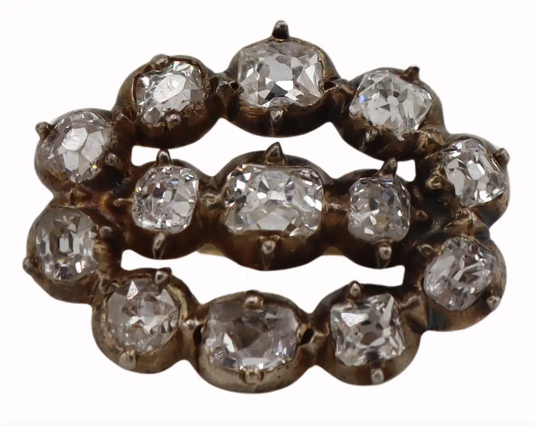 JEWELRY. (1) Antique Silver-Topped Gold Diamond