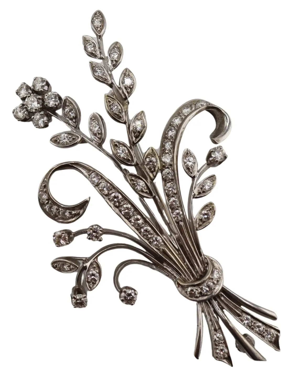 JEWELRY. Signed 18kt Gold and Diamond Brooch.
