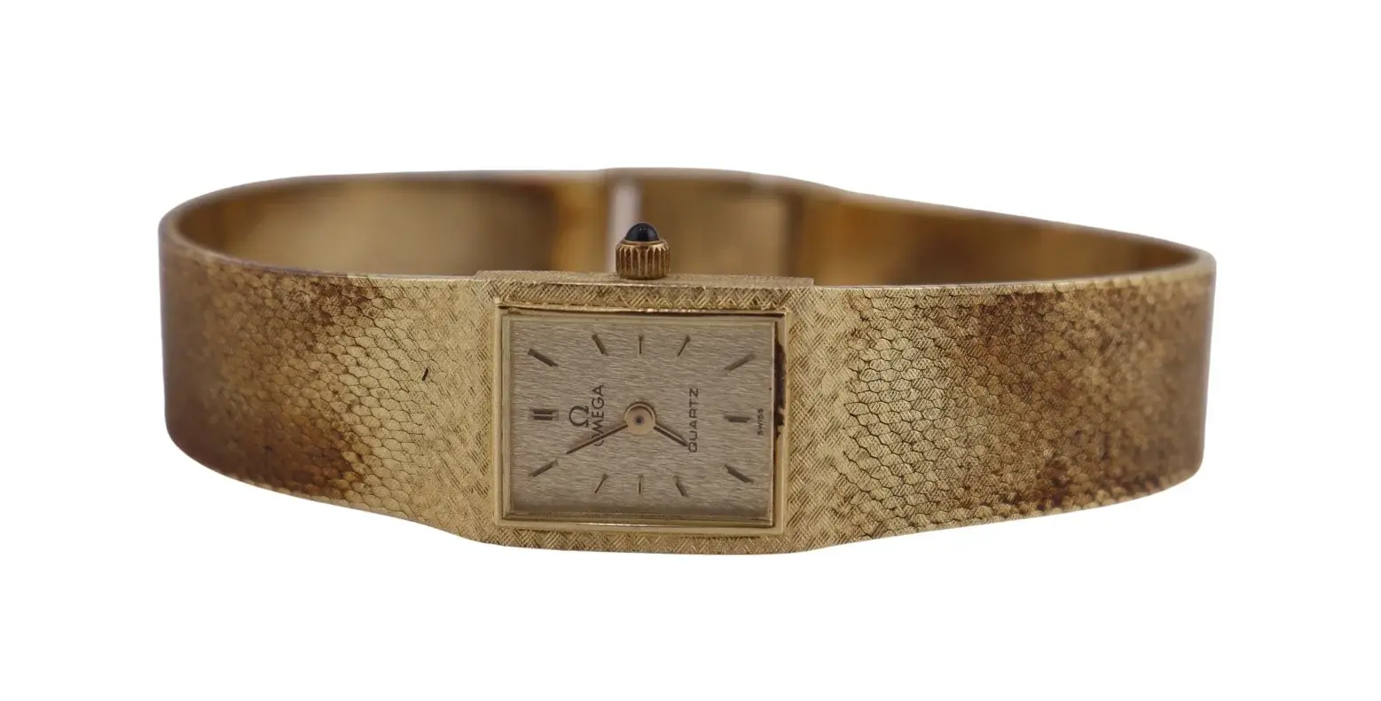 JEWELRY. Omega 14kt Gold Quartz Bracelet Watch.