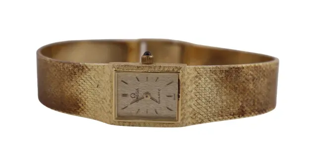 JEWELRY. Omega 14kt Gold Quartz Bracelet Watch.