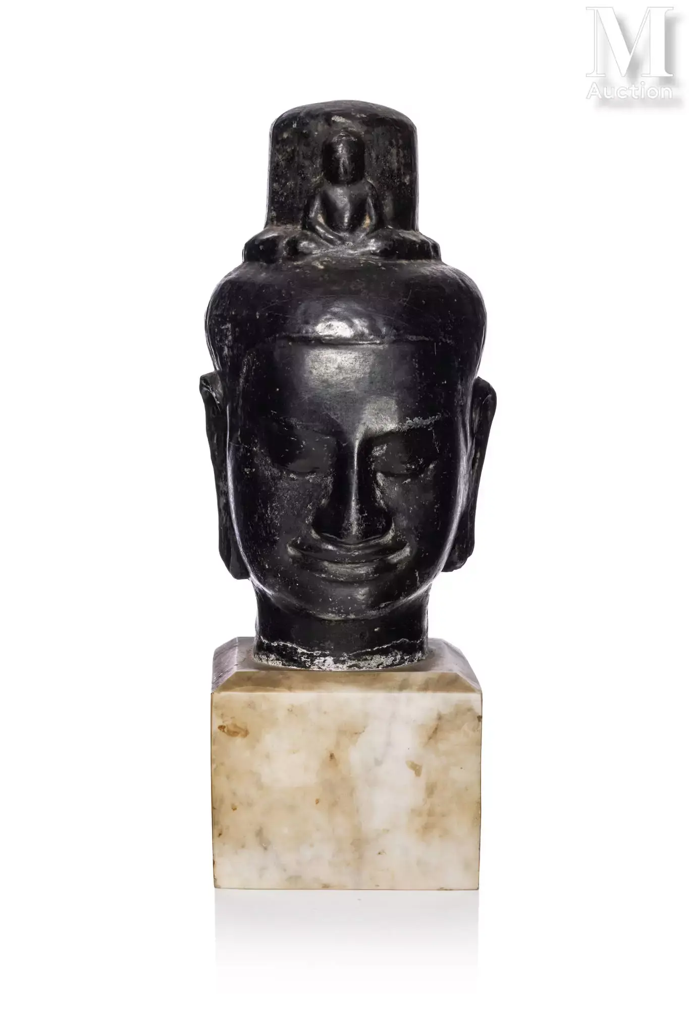 VIETNAM, XXe siècle Tête de bouddha en bronze
