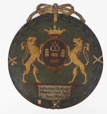Zunftschild einer Bäckerei und Mühle, datiert 1838