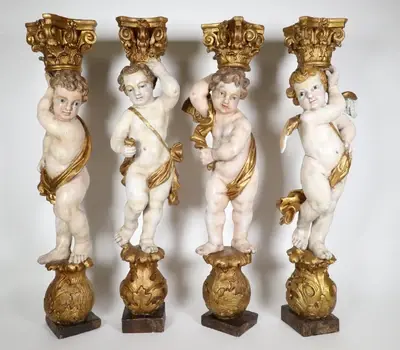 Vier Karyatidenputti, Italien, 18. Jahrhundert