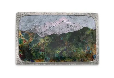 Karl Mottl (Vienna 1877-1967), an enamelled mountain scene: Mont Blanc