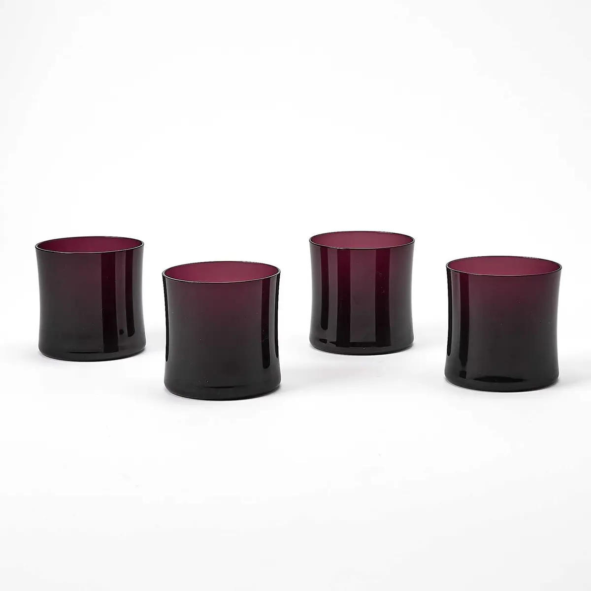 Set of Four Armani Casa Mold-Blown Glass "Nelson" Pattern Tumblers