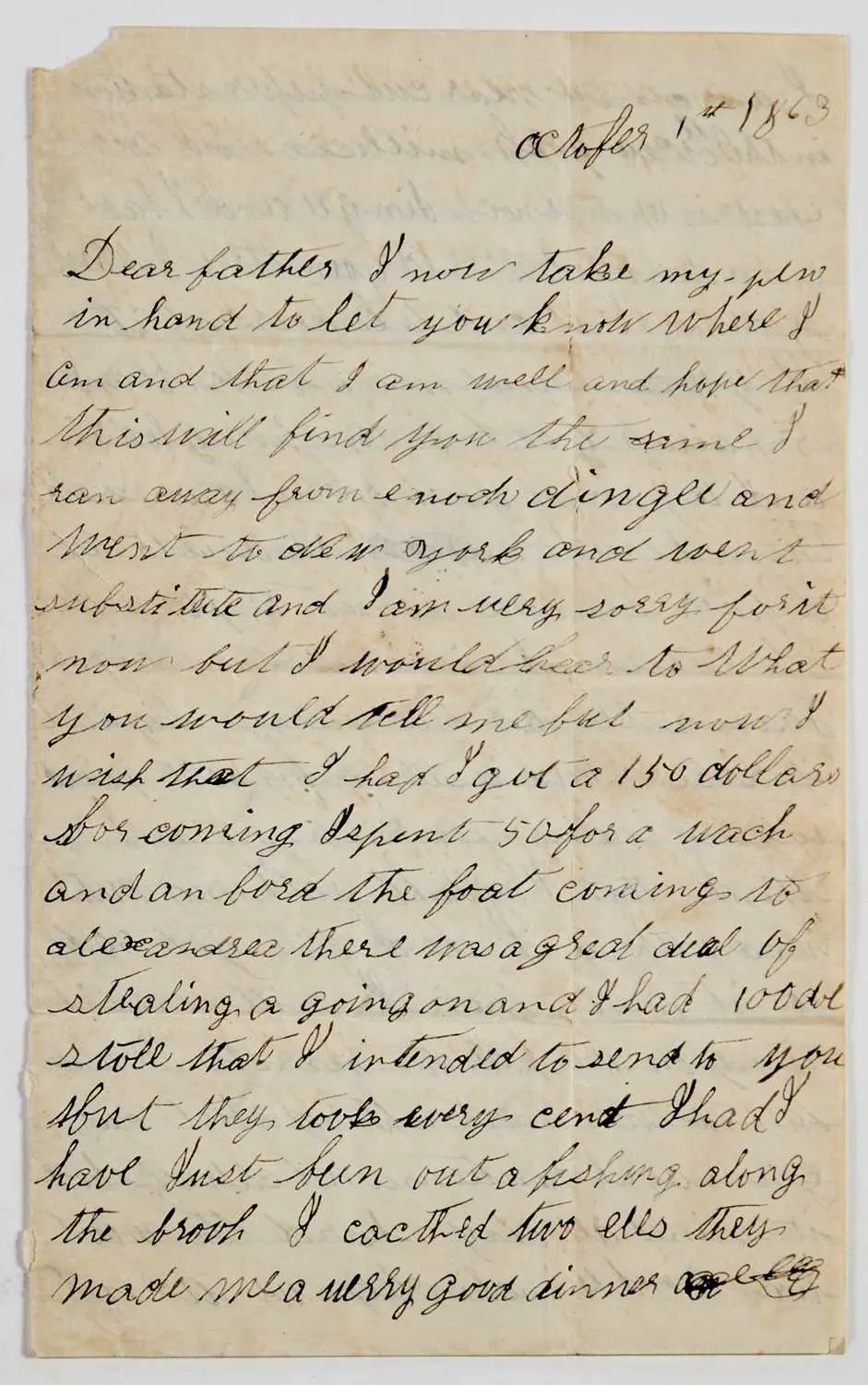 An evocative letter written by a 15-year-old boy to his father about