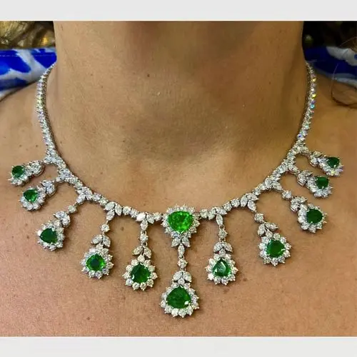 Emerald Diamond and 18K Necklace