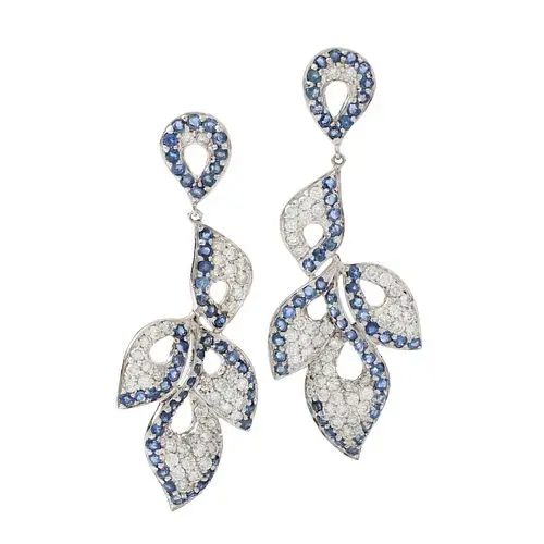 Diamond, Sapphire and 14K Earrings