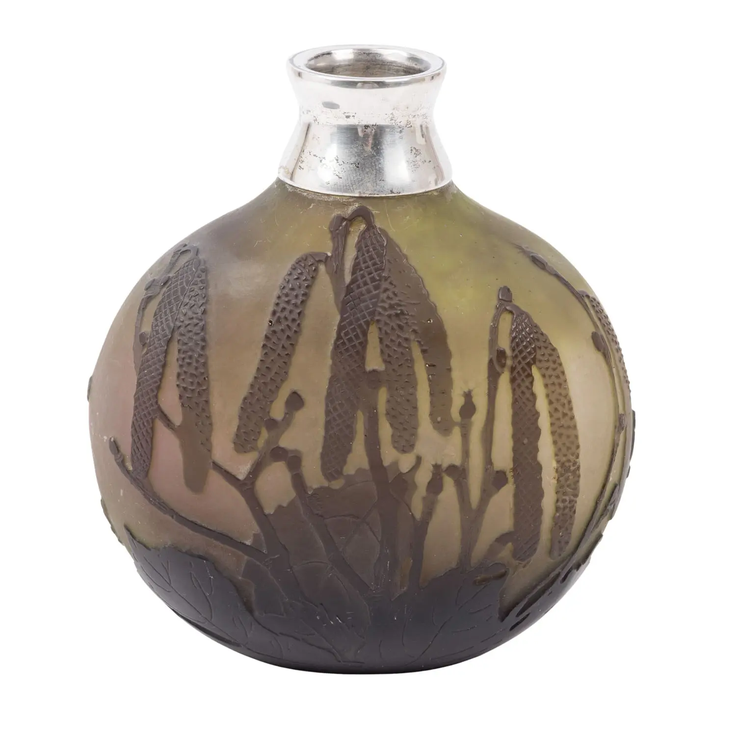 ÉMILE GALLÉ "Jugendstil-Vase mit Erlenkätzchen-Dekor"