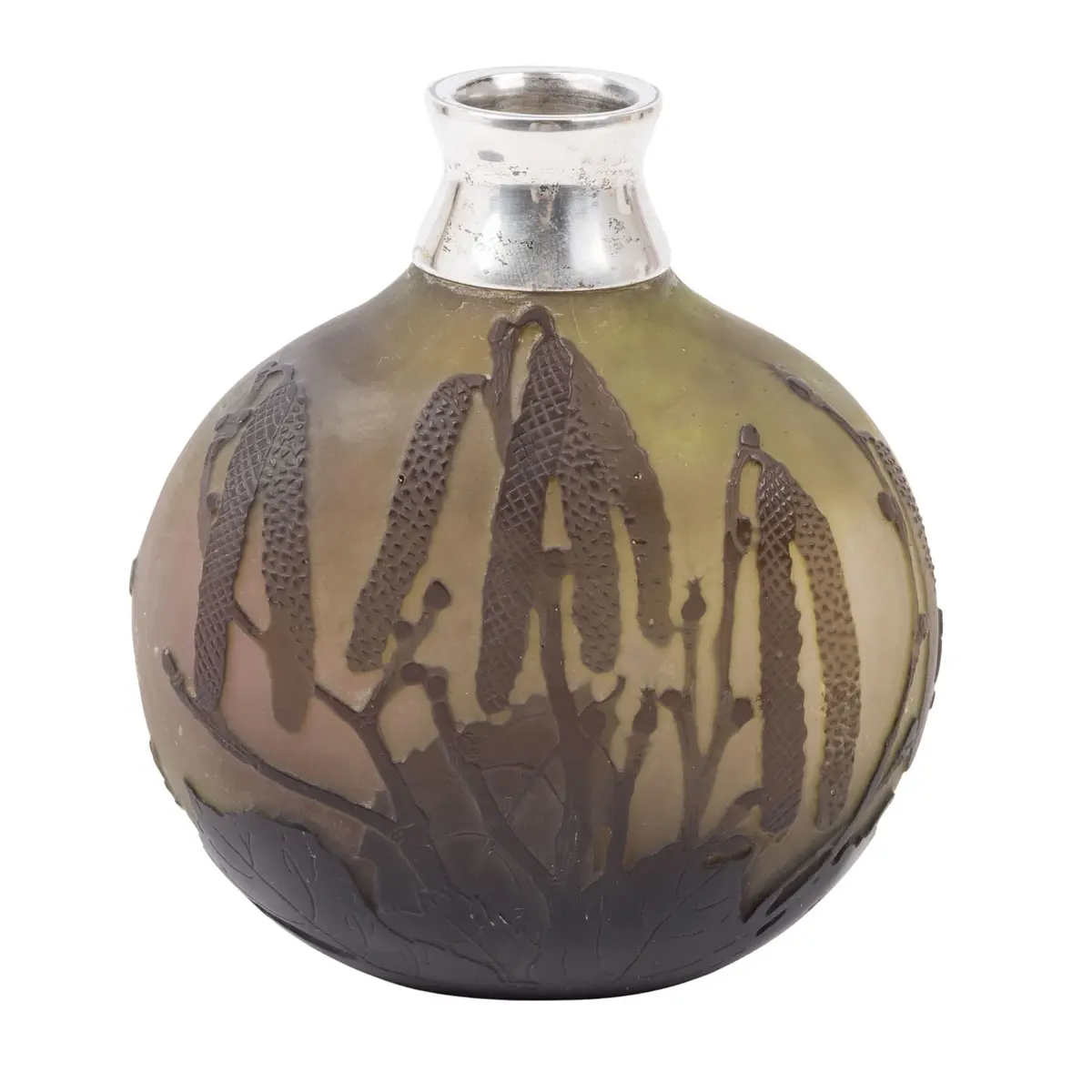 ÉMILE GALLÉ "Jugendstil-Vase mit Erlenkätzchen-Dekor"