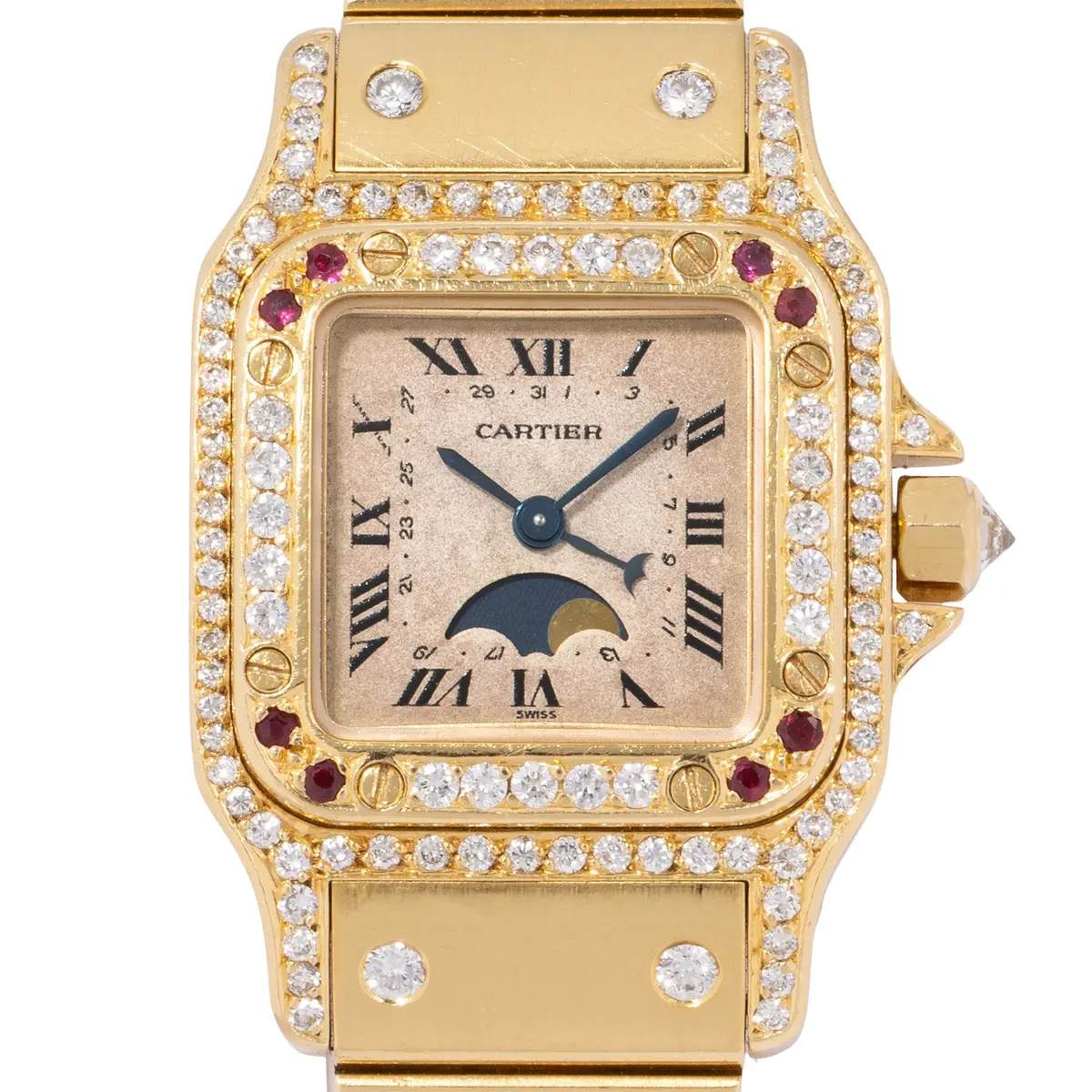 CARTIER Santos Galbee Ref 819902 "Diamonds & Rubies" Damenuhr aus