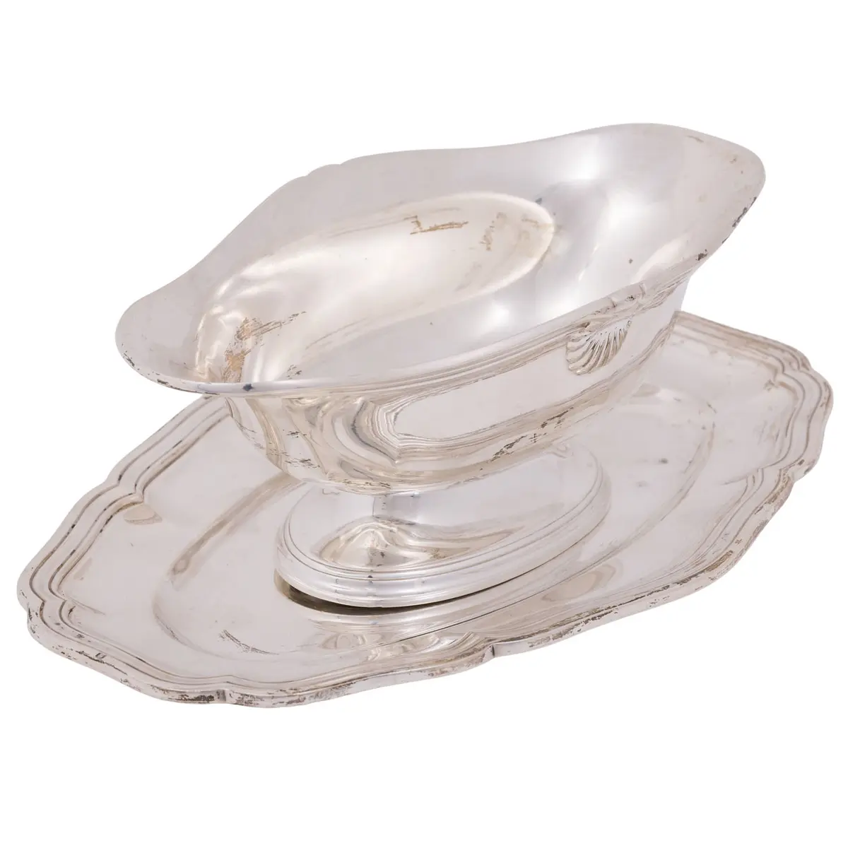 PARIS "Silber-Saucière mit Présentoir" 950er Silber.