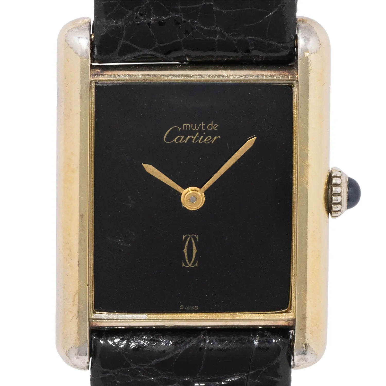 CARTIER Tank Vermeil GM 'Onyx Dial' Handaufzug.