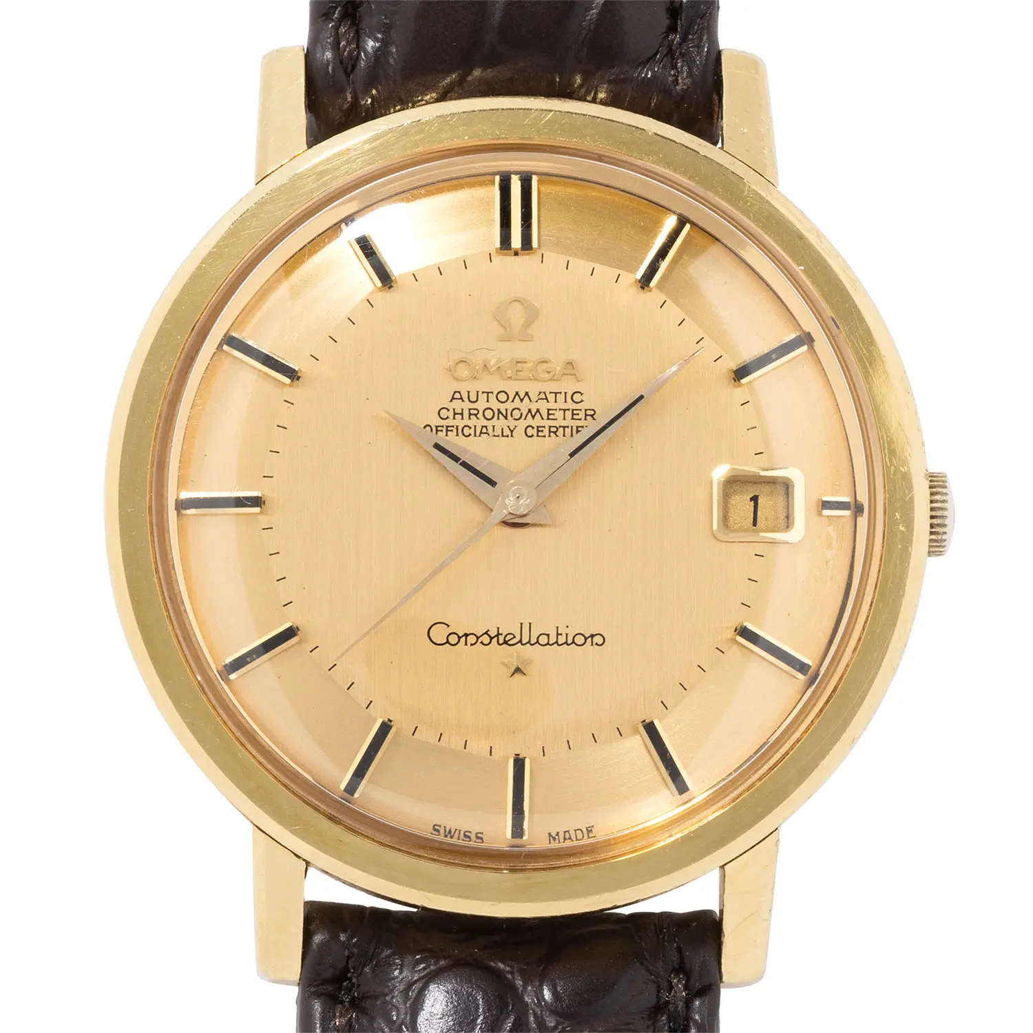 OMEGA Constellation 'Pie-Pan' VIntage Herrenuhr Ref. 168004 in 18K Gelbgold.