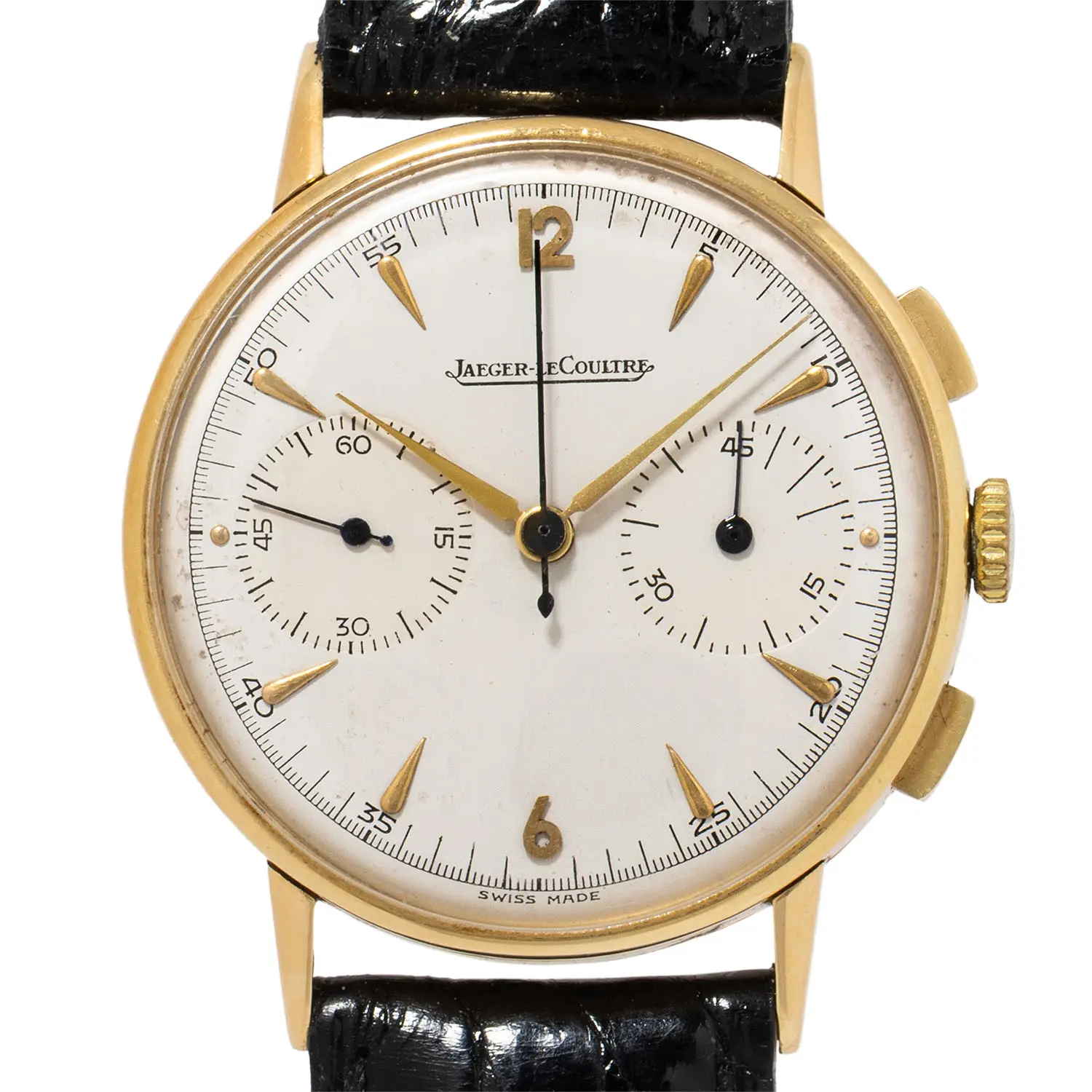 JAEGER-LECOULTRE Vintage Herren-Chronograph in 18K Gelbgold.