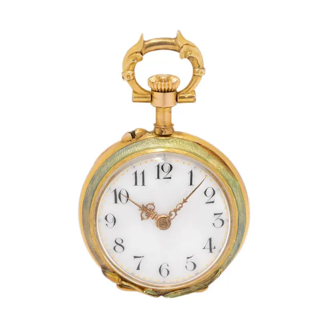 LECOULTRE Damentaschenuhr mit Jugendstil-Applikationen und Diamanten
