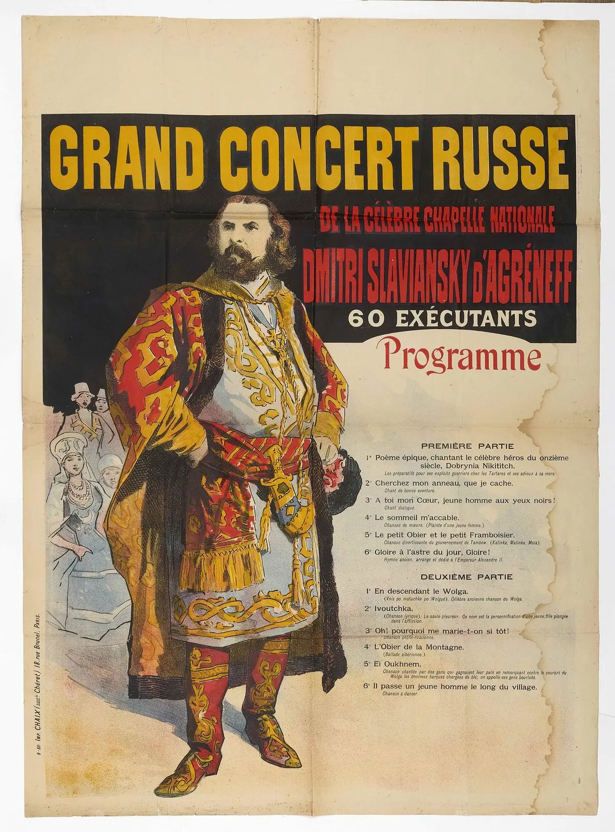 POSTER. GRAND RUSSIAN CONCERT by the famous Dimitri Slaviansky National