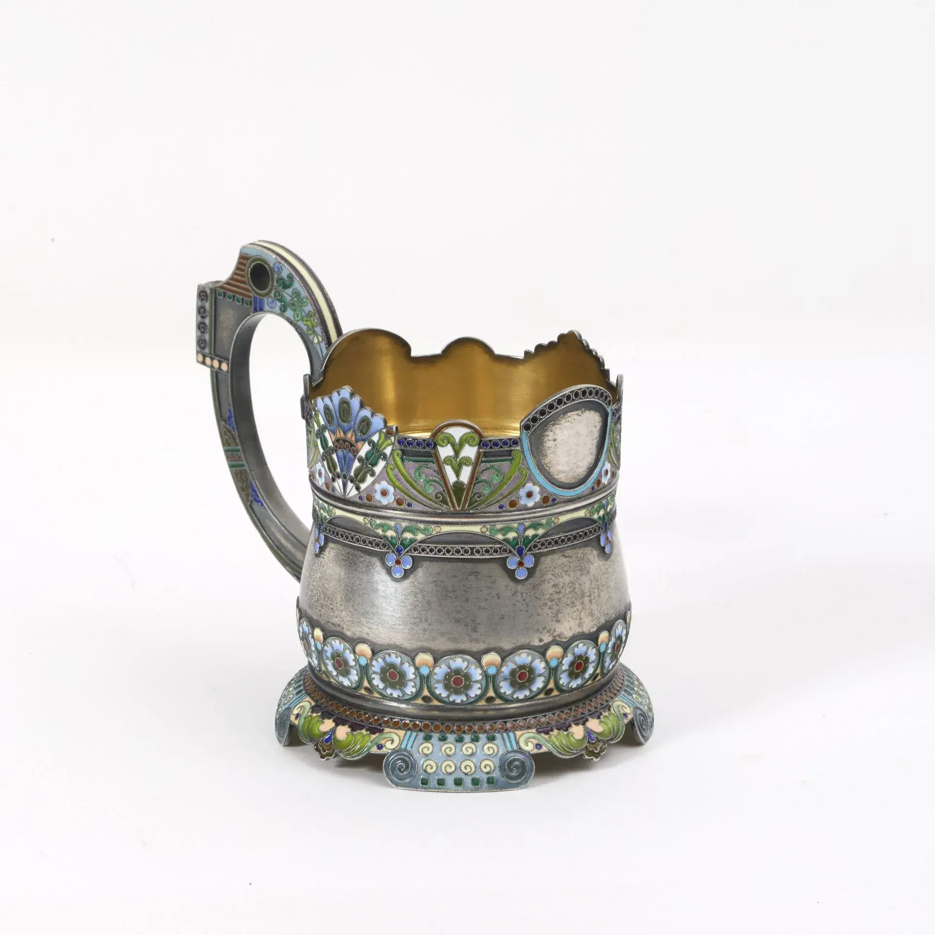 GLASS COASTER by KHLEBNIKOV Richly decorated in the Neo-Russian style