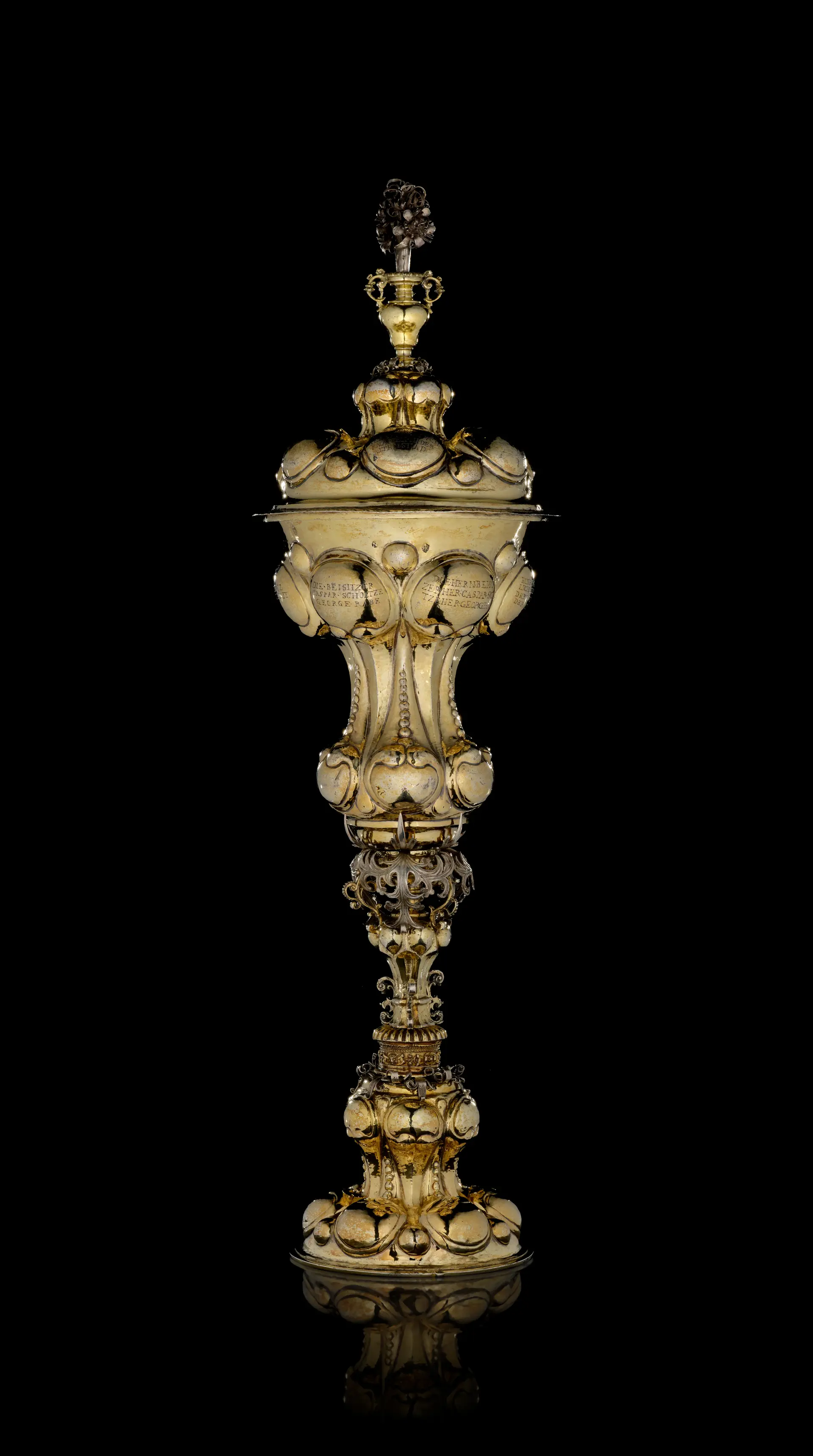 A German large silver-gilt welcome apprentice drapers covered cup