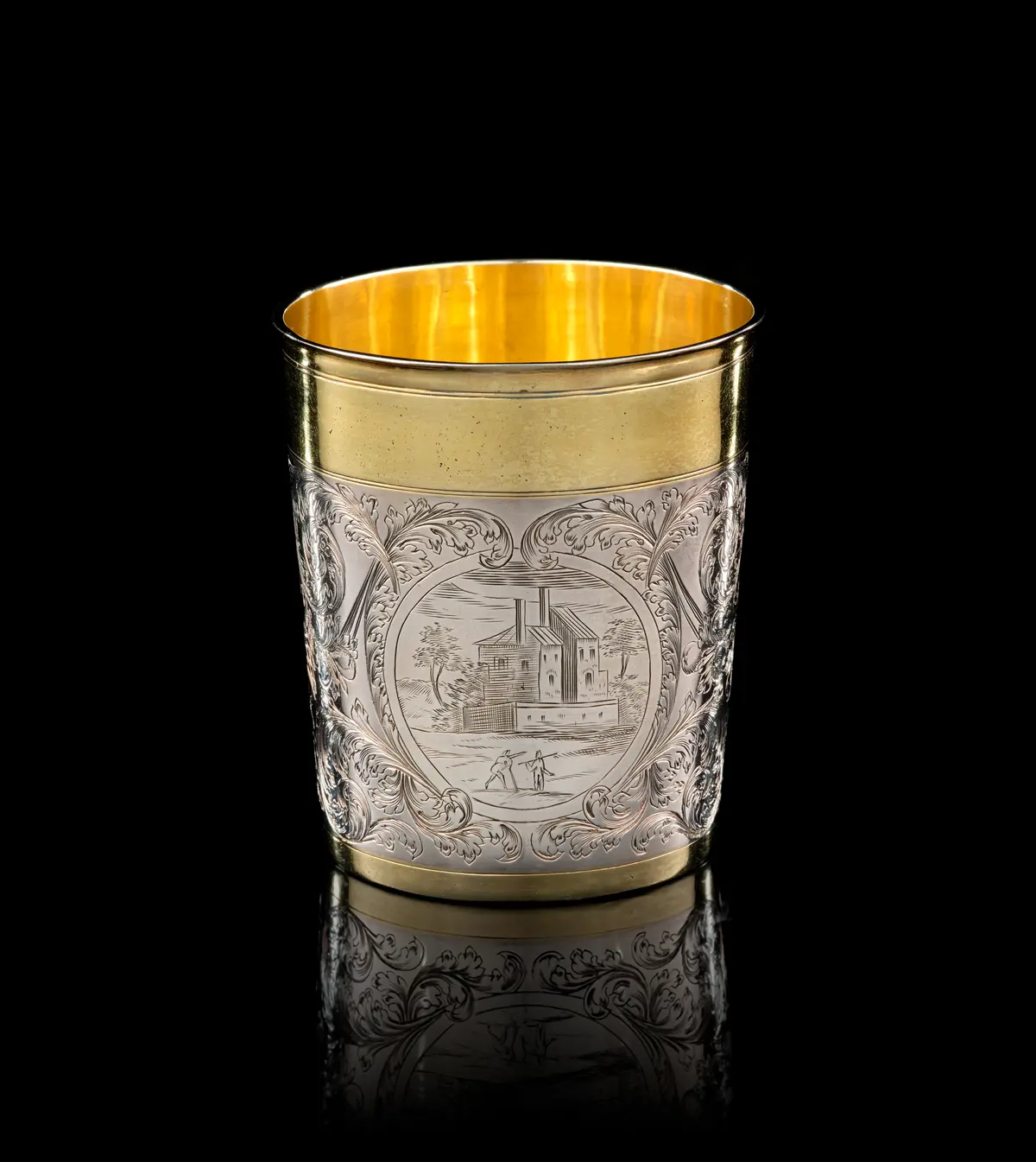 A German parcel-gilt silver beaker, Johann Betz, Augsburg, 1697
